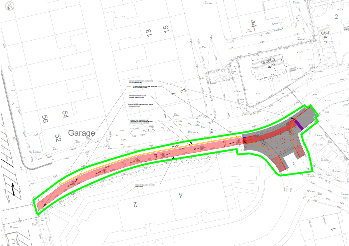 A plan for a cycle lane on Hartford Street